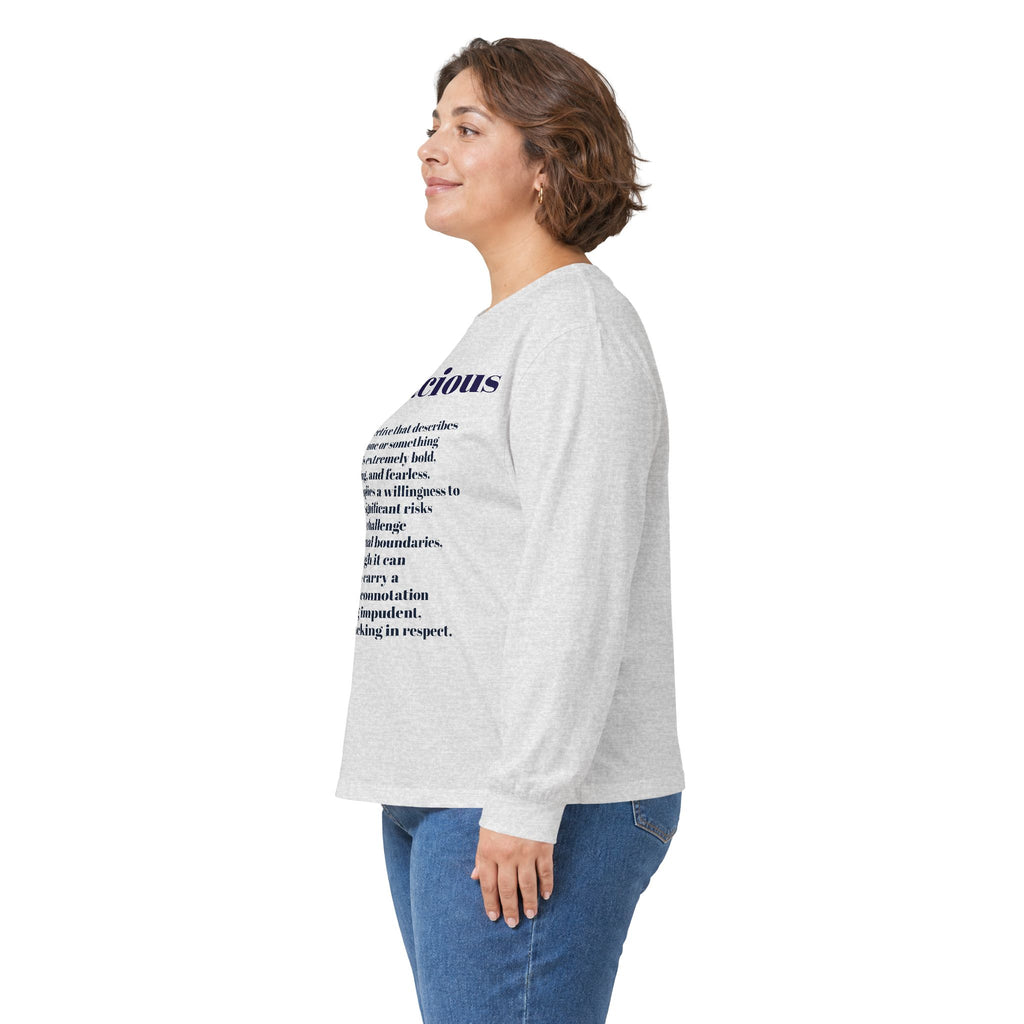 Audacious Long Sleeve Tee — "Audacious in God" Inspirational Faith Shirt