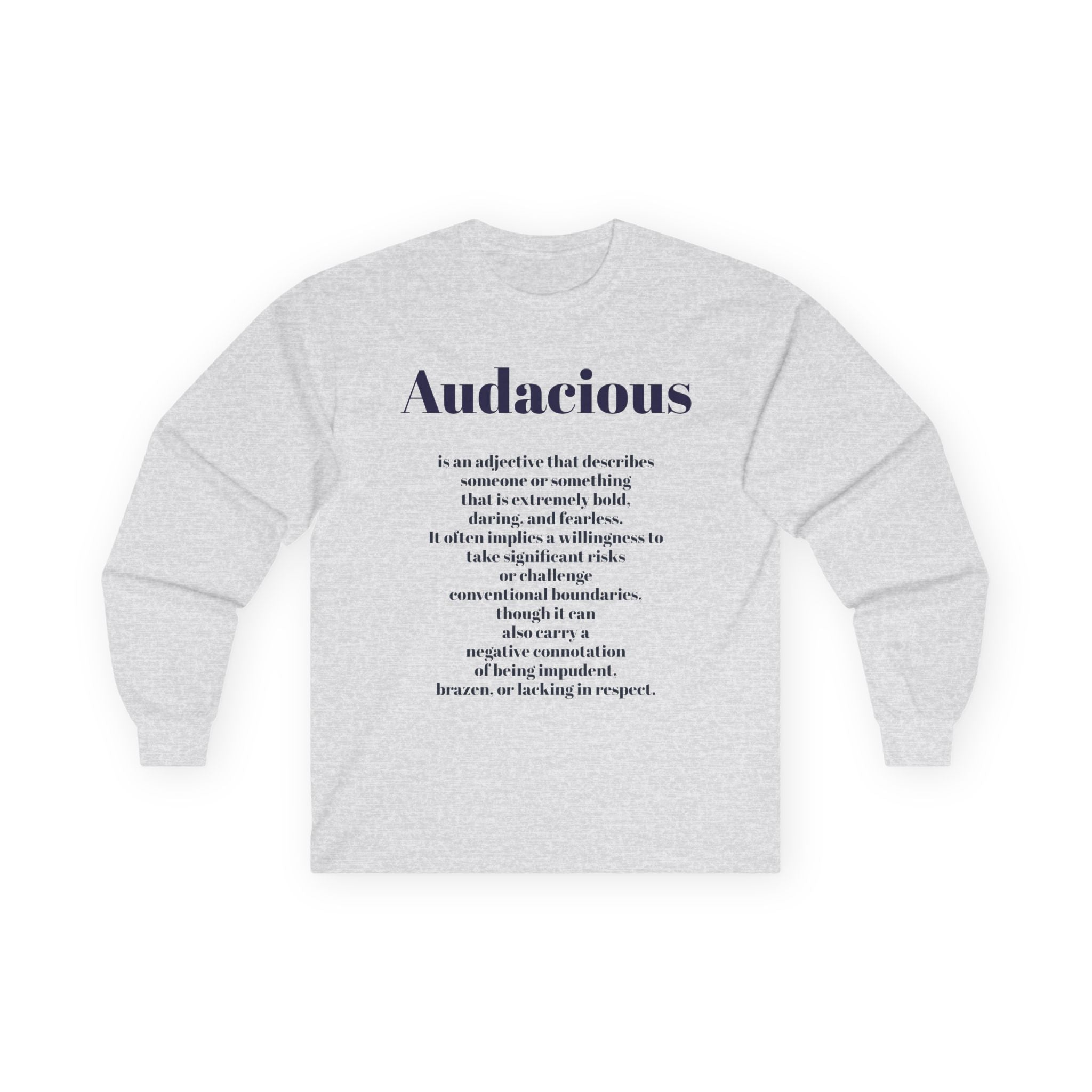Audacious Long Sleeve Tee — "Audacious in God" Inspirational Faith Shirt