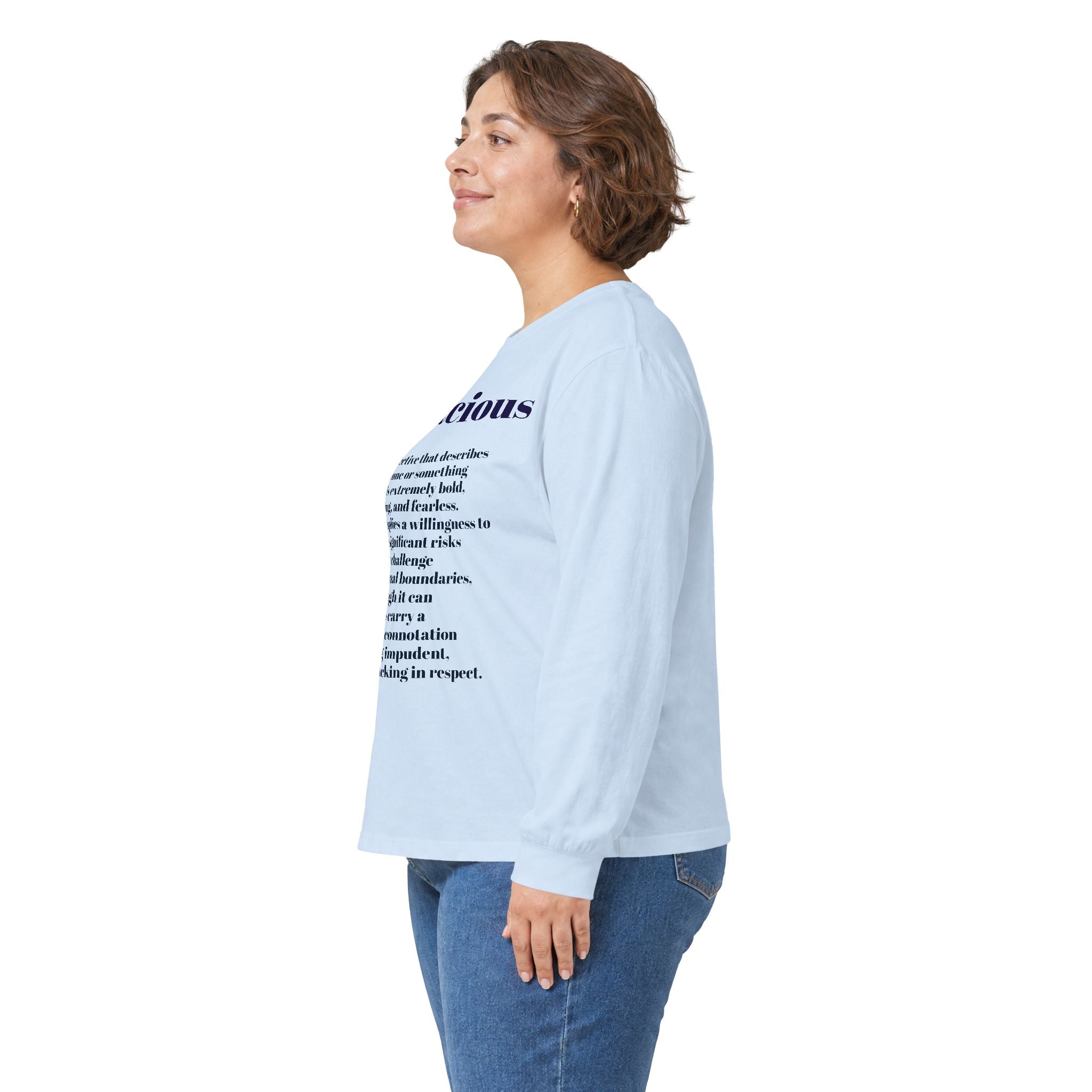 Audacious Long Sleeve Tee — "Audacious in God" Inspirational Faith Shirt