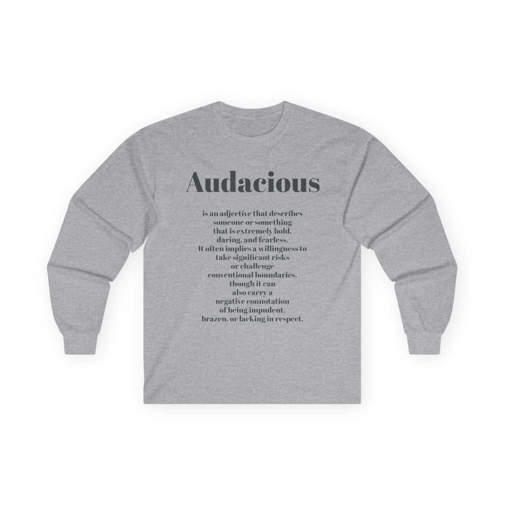 Audacious Long Sleeve Tee — "Audacious in God" Inspirational Faith Shirt