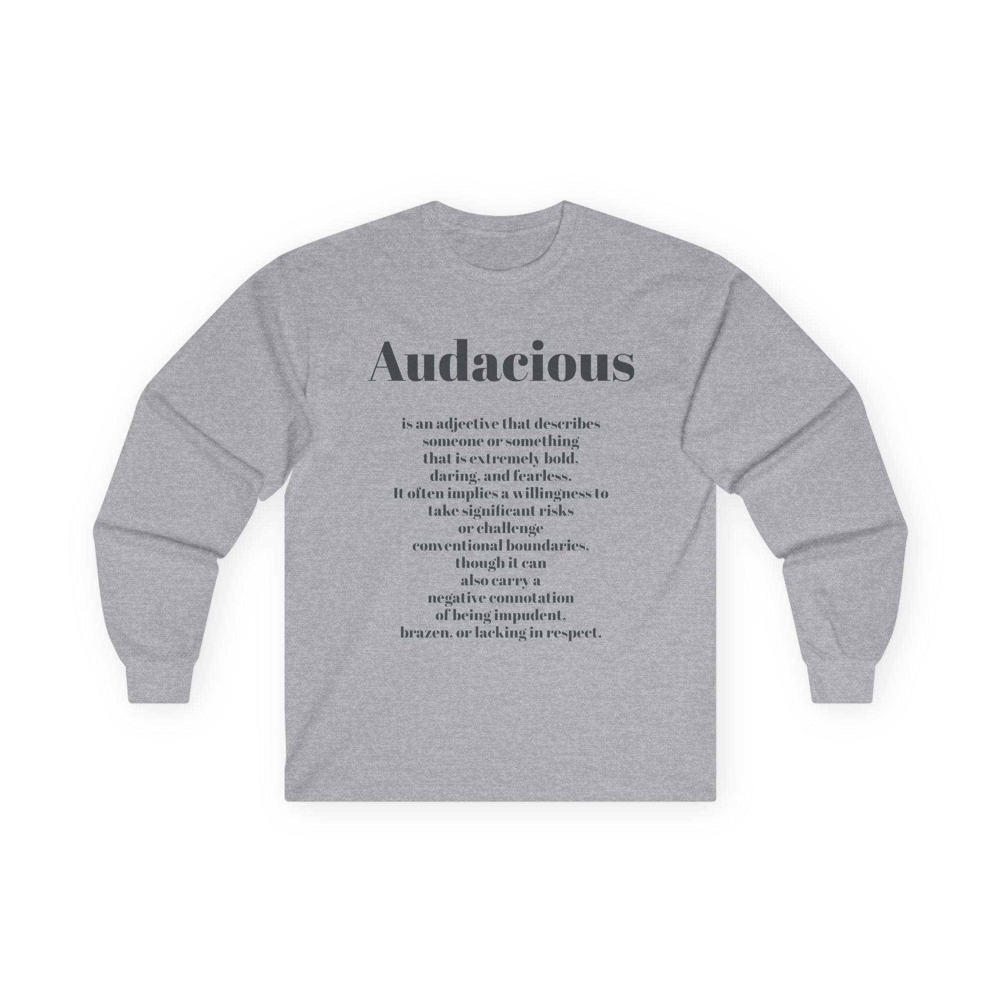Audacious Long Sleeve Tee — "Audacious in God" Inspirational Faith Shirt
