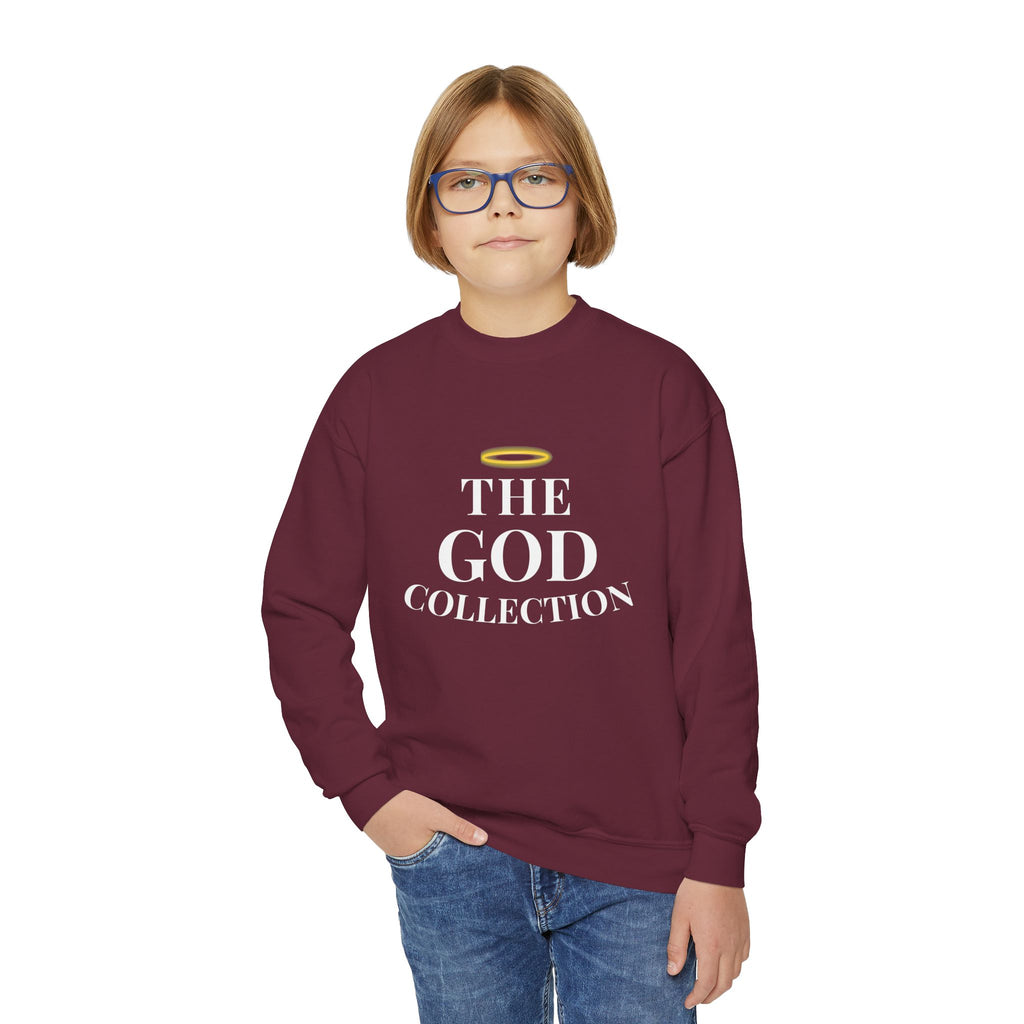 Youth Crewneck Sweatshirt - "The God Collection" with Psalm 127:3 Back (Kids Christian Pullover)