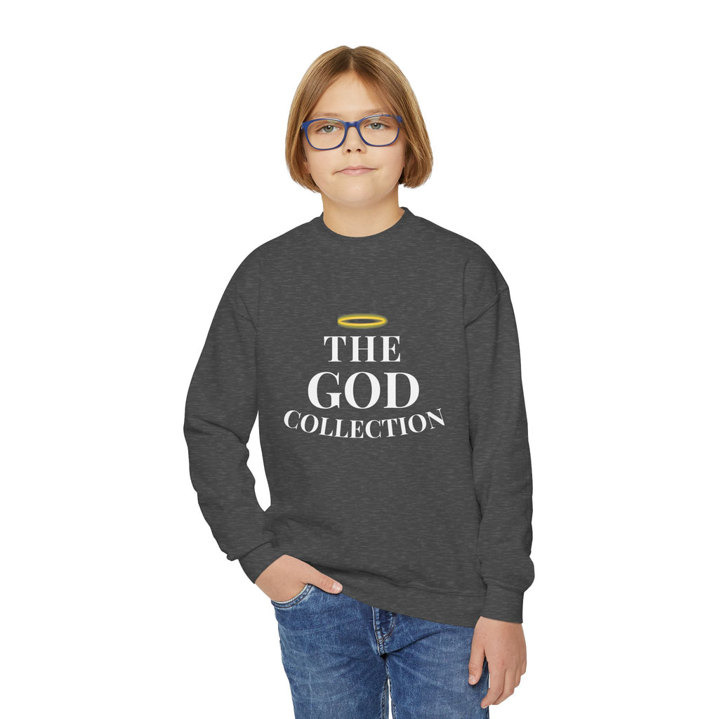 Youth Crewneck Sweatshirt - "The God Collection" with Psalm 127:3 Back (Kids Christian Pullover)
