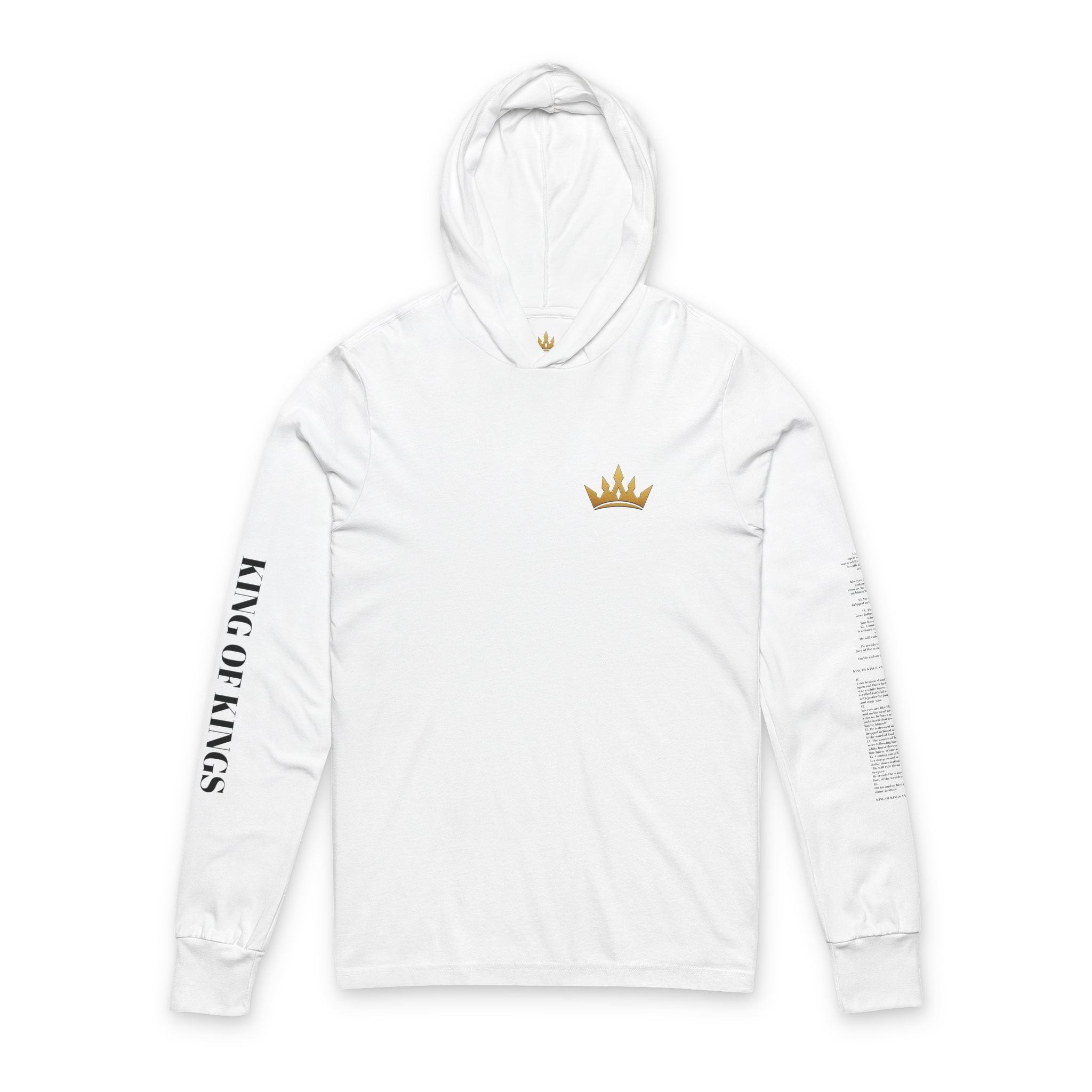 Long Sleeve Hooded Tee — Minimal White Graphic Sleeve Shirt