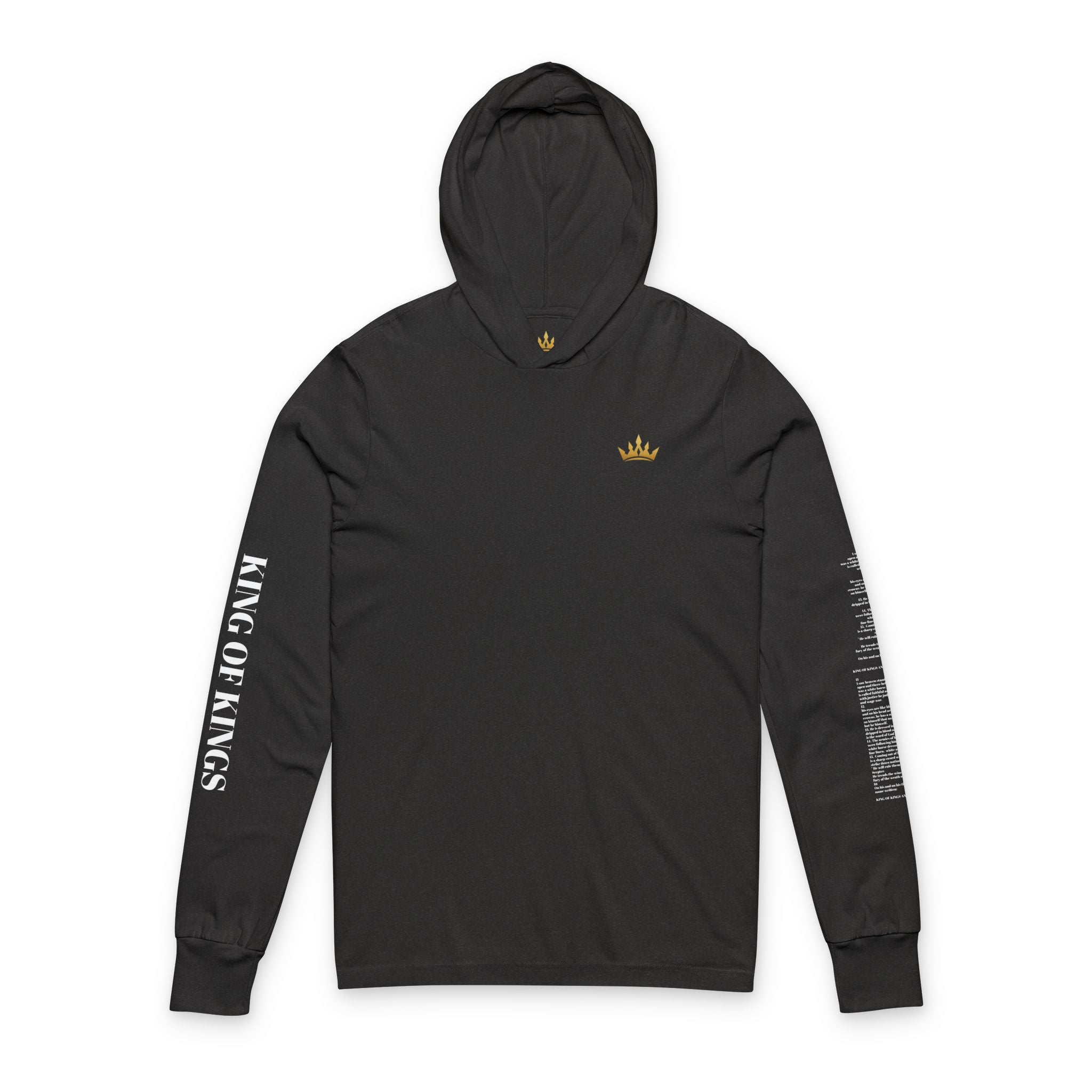 Long Sleeve Hooded Tee — Minimal White Graphic Sleeve Shirt
