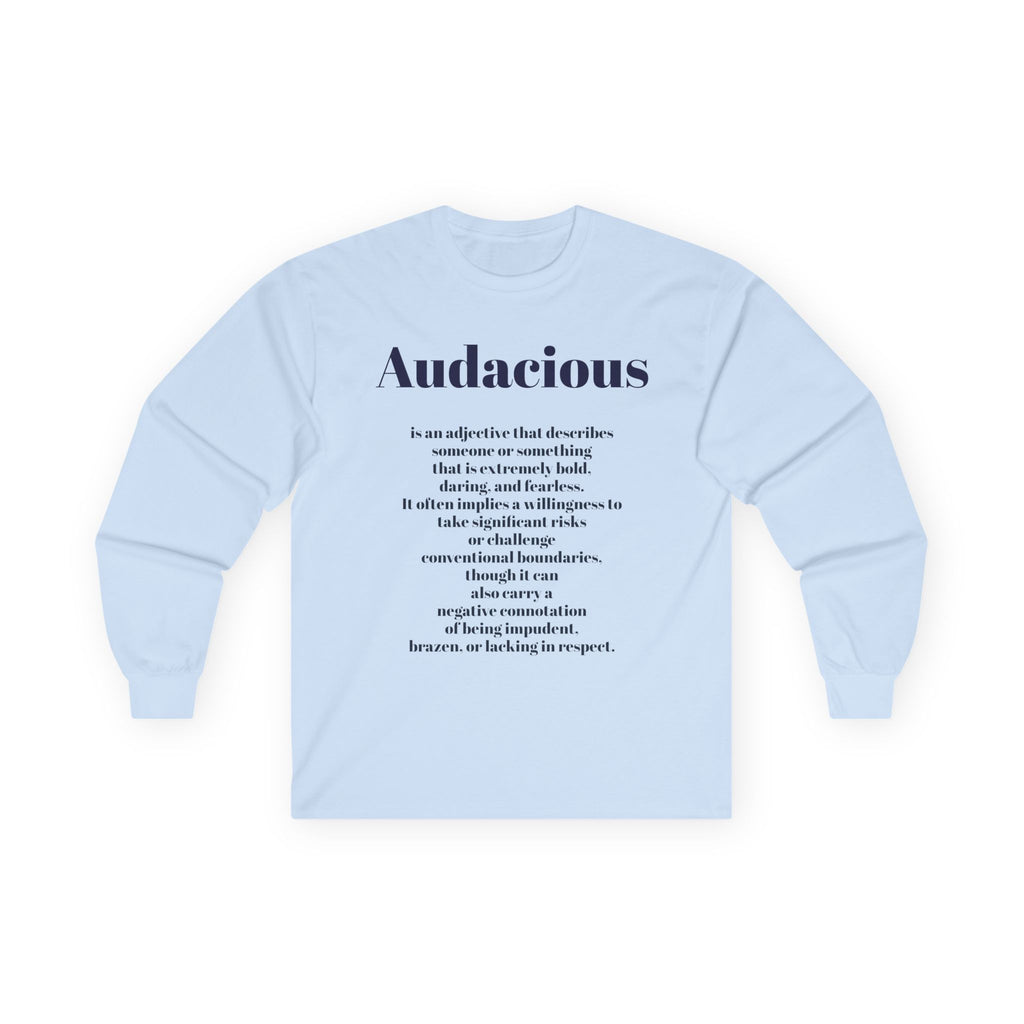 Audacious Long Sleeve Tee — "Audacious in God" Inspirational Faith Shirt