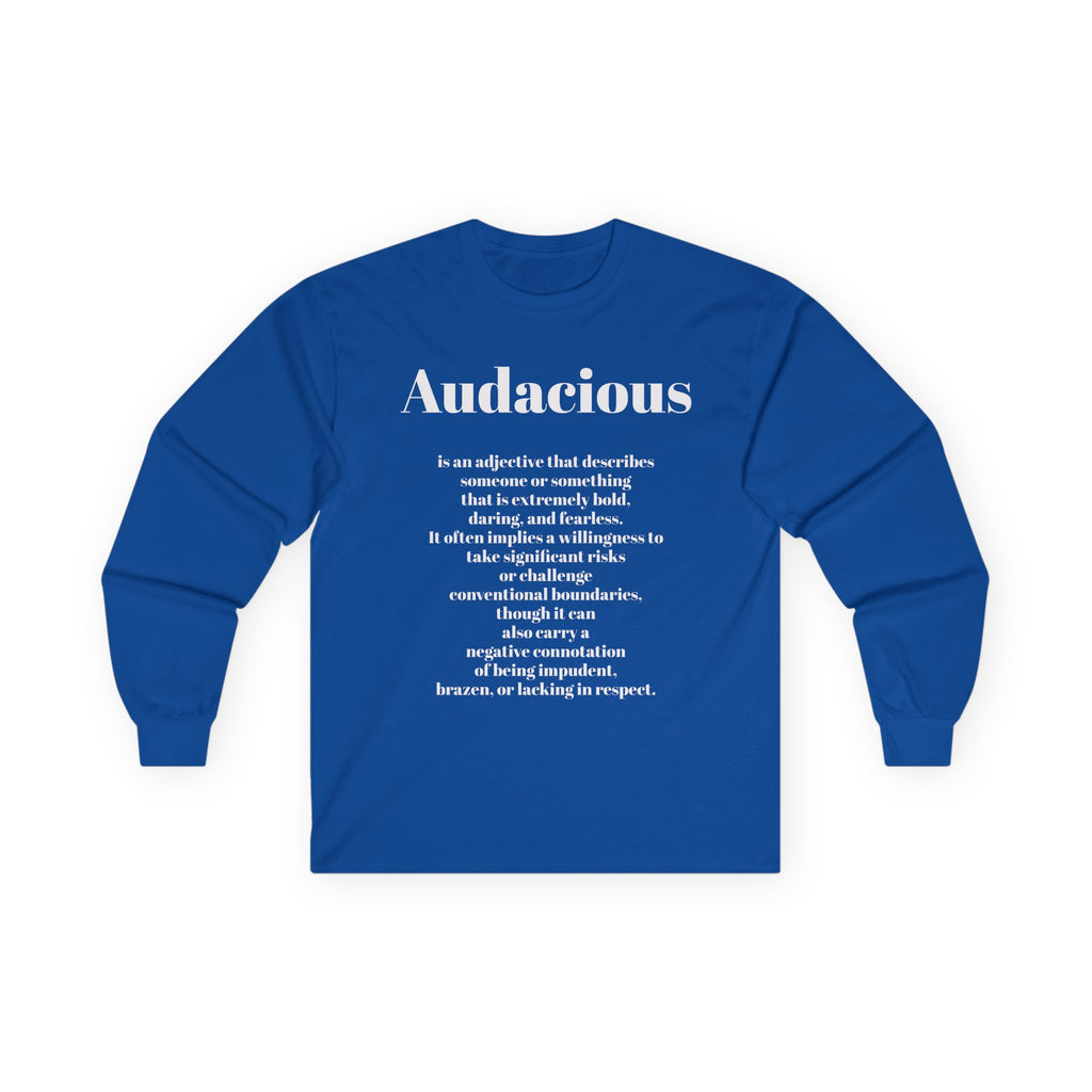 Audacious Long Sleeve Tee — "Audacious in God" Inspirational Faith Shirt
