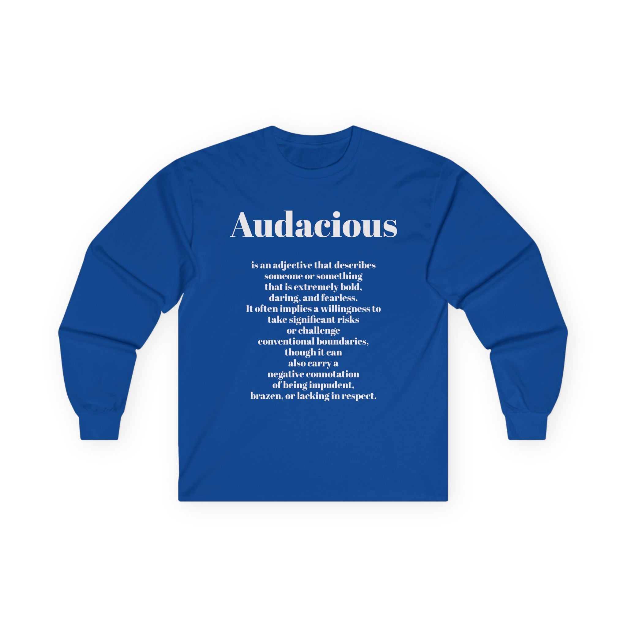 Audacious Long Sleeve Tee — "Audacious in God" Inspirational Faith Shirt