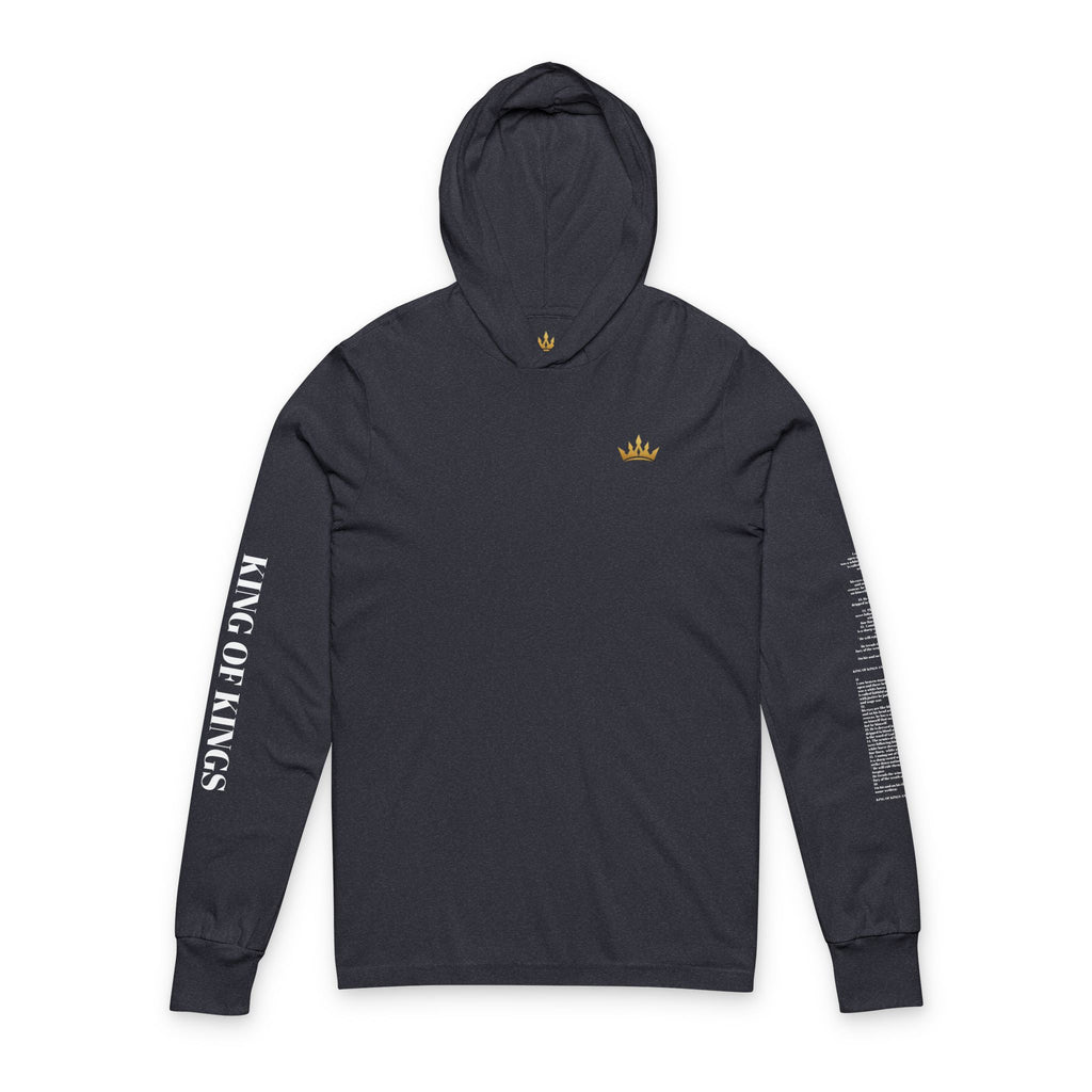 Long Sleeve Hooded Tee — Minimal White Graphic Sleeve Shirt