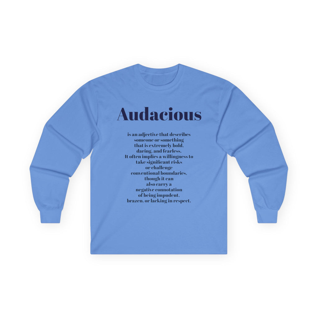 Audacious Long Sleeve Tee — "Audacious in God" Inspirational Faith Shirt