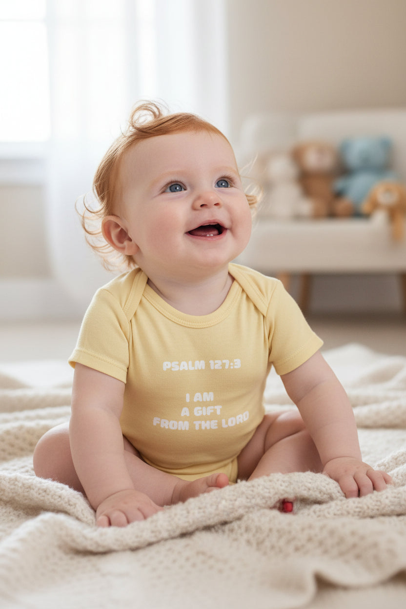 — "I Am a Gift from GOD" Psalm 127:3 Baby Onesie