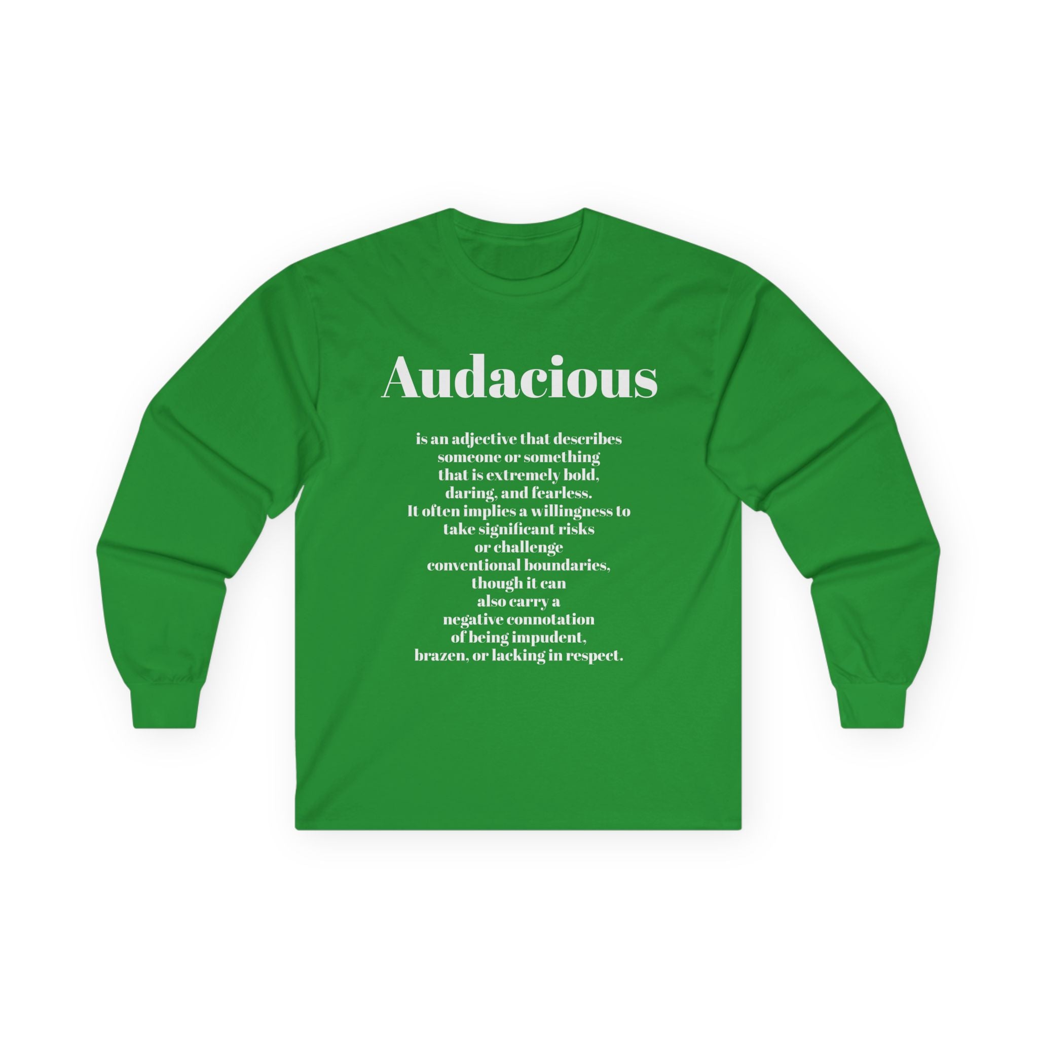 Audacious Long Sleeve Tee — "Audacious in God" Inspirational Faith Shirt