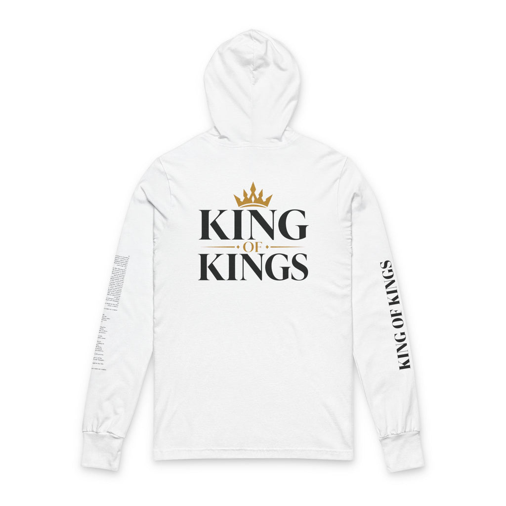 Long Sleeve Hooded Tee — Minimal White Graphic Sleeve Shirt