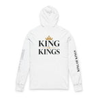 Long Sleeve Hooded Tee — Minimal White Graphic Sleeve Shirt