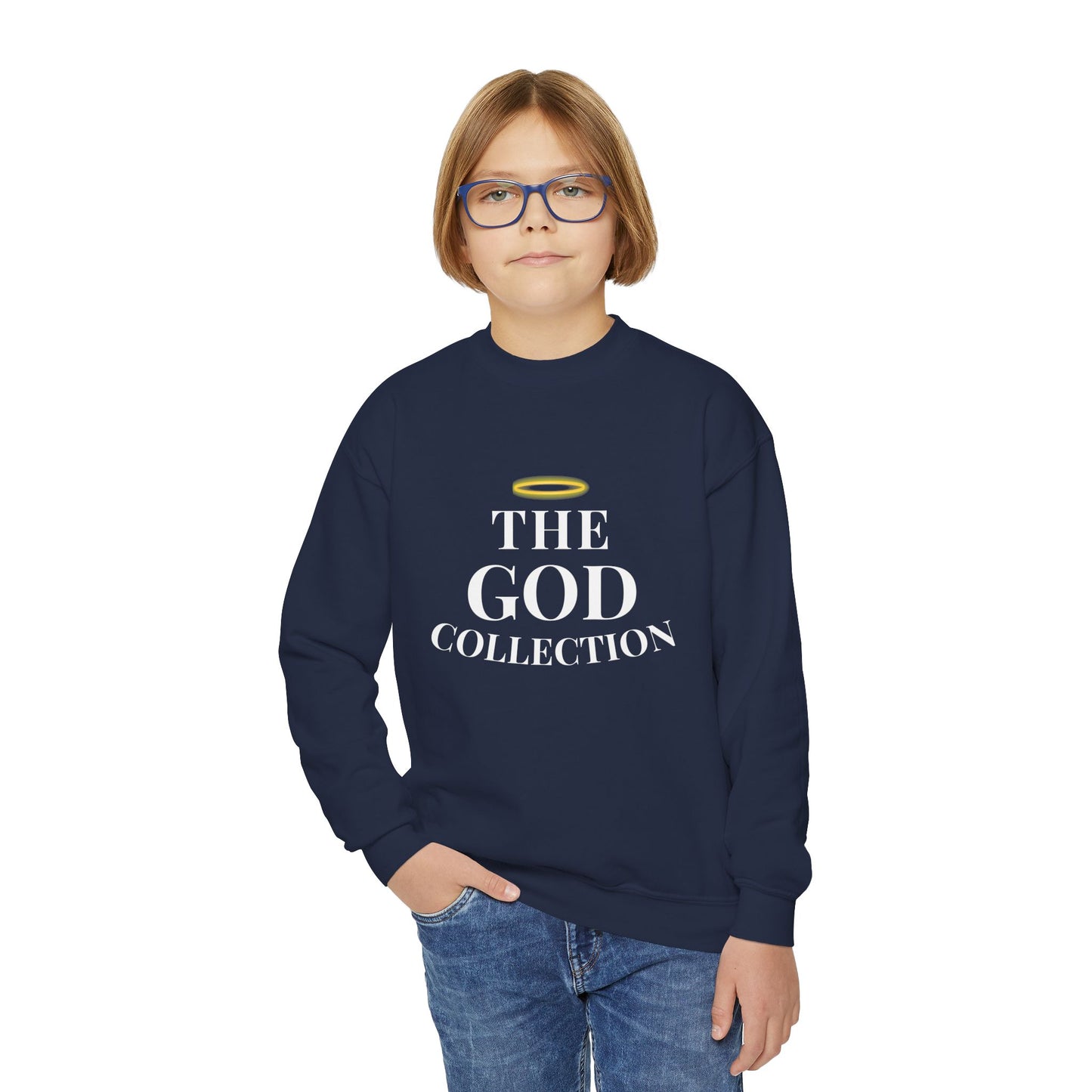 Youth Crewneck Sweatshirt - "The God Collection" with Psalm 127:3 Back (Kids Christian Pullover)