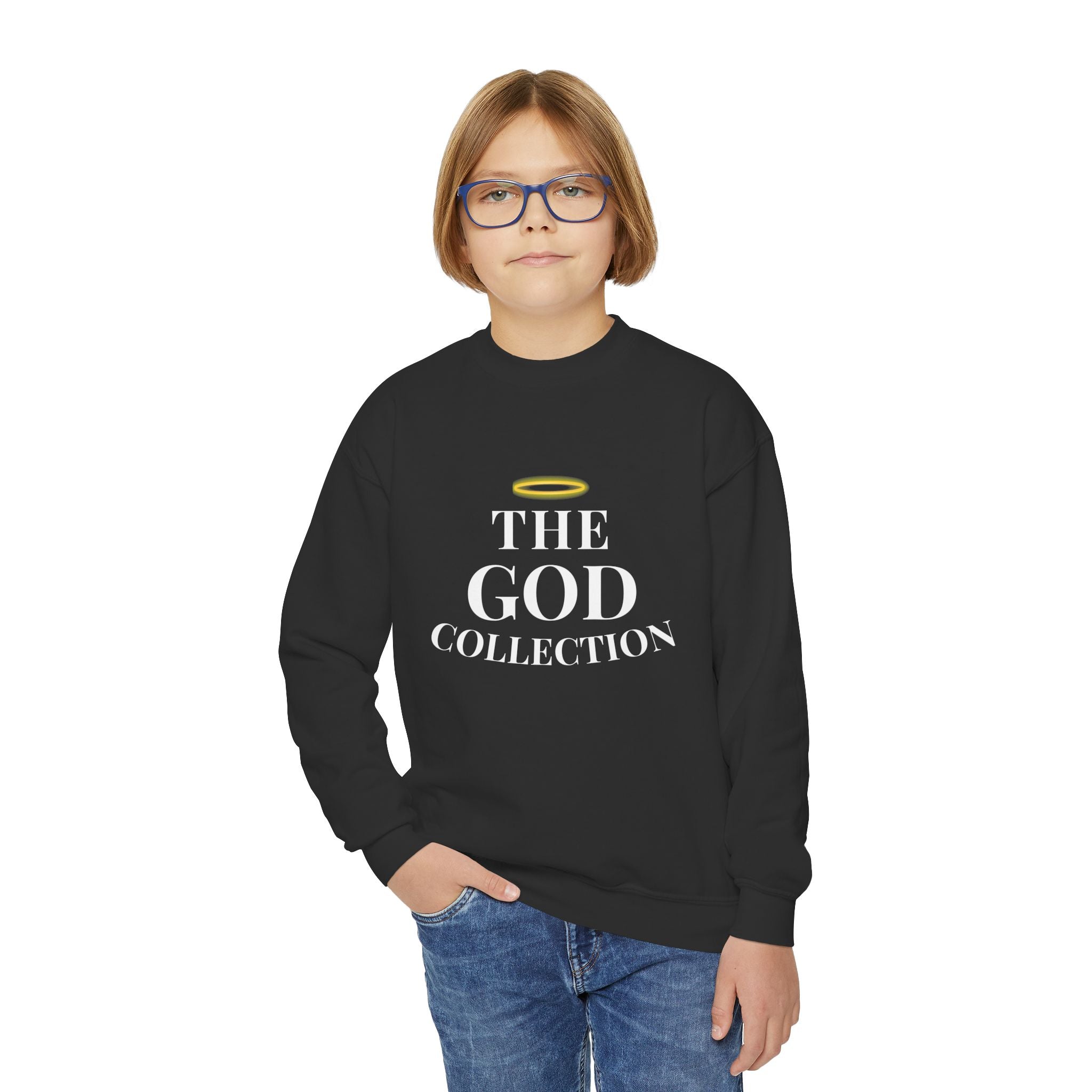 Youth Crewneck Sweatshirt - "The God Collection" with Psalm 127:3 Back (Kids Christian Pullover)