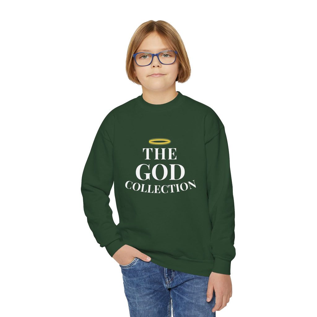 Youth Crewneck Sweatshirt - "The God Collection" with Psalm 127:3 Back (Kids Christian Pullover)