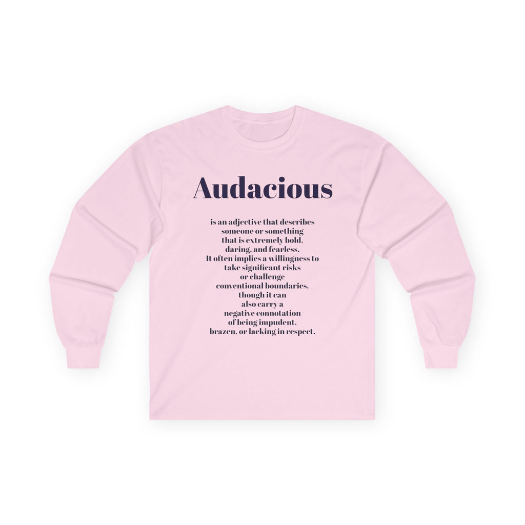 Audacious Long Sleeve Tee — "Audacious in God" Inspirational Faith Shirt