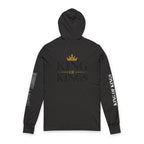 Long Sleeve Hooded Tee — Minimal White Graphic Sleeve Shirt