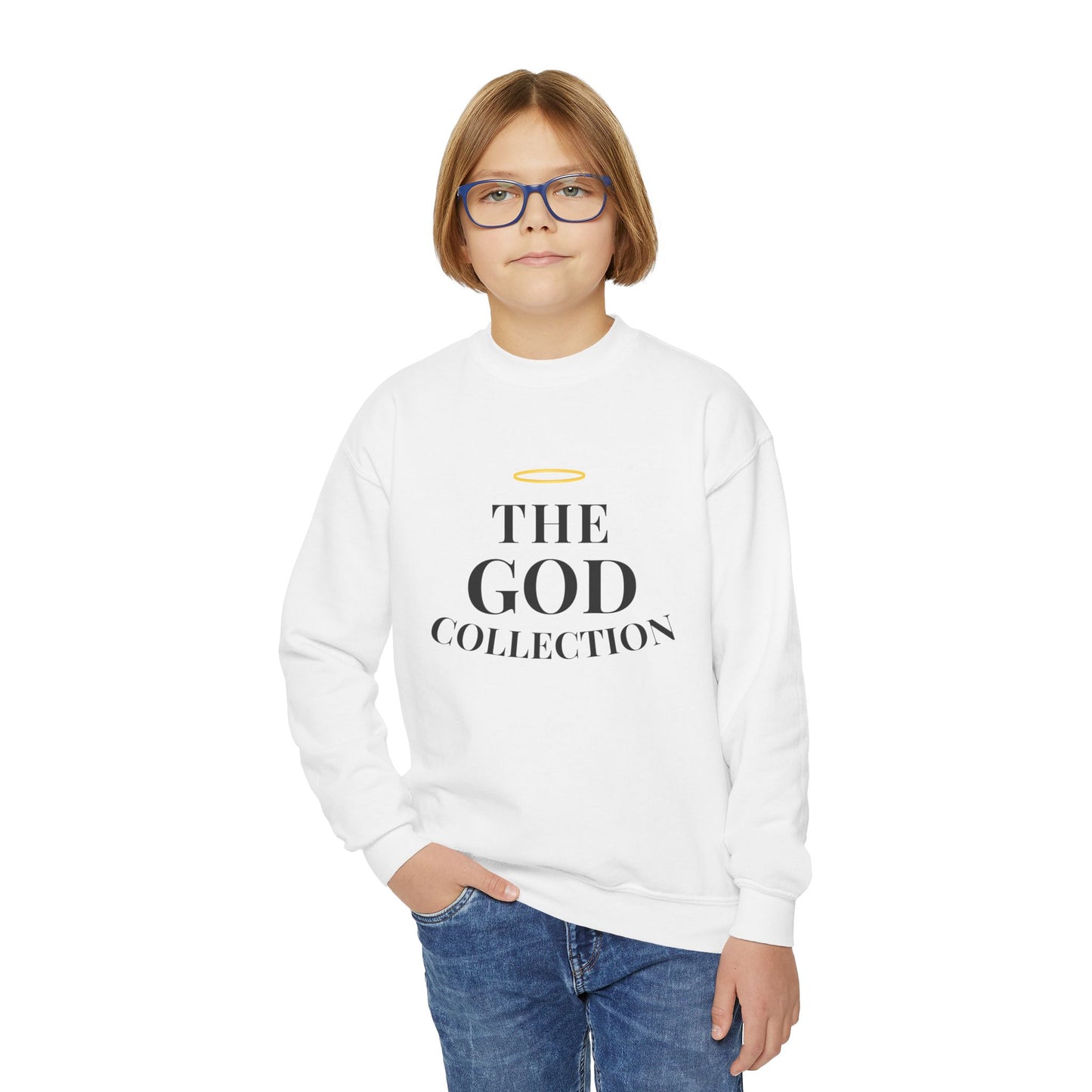 Youth Crewneck Sweatshirt - "The God Collection" with Psalm 127:3 Back (Kids Christian Pullover)