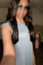 Blue flare dress with pockets