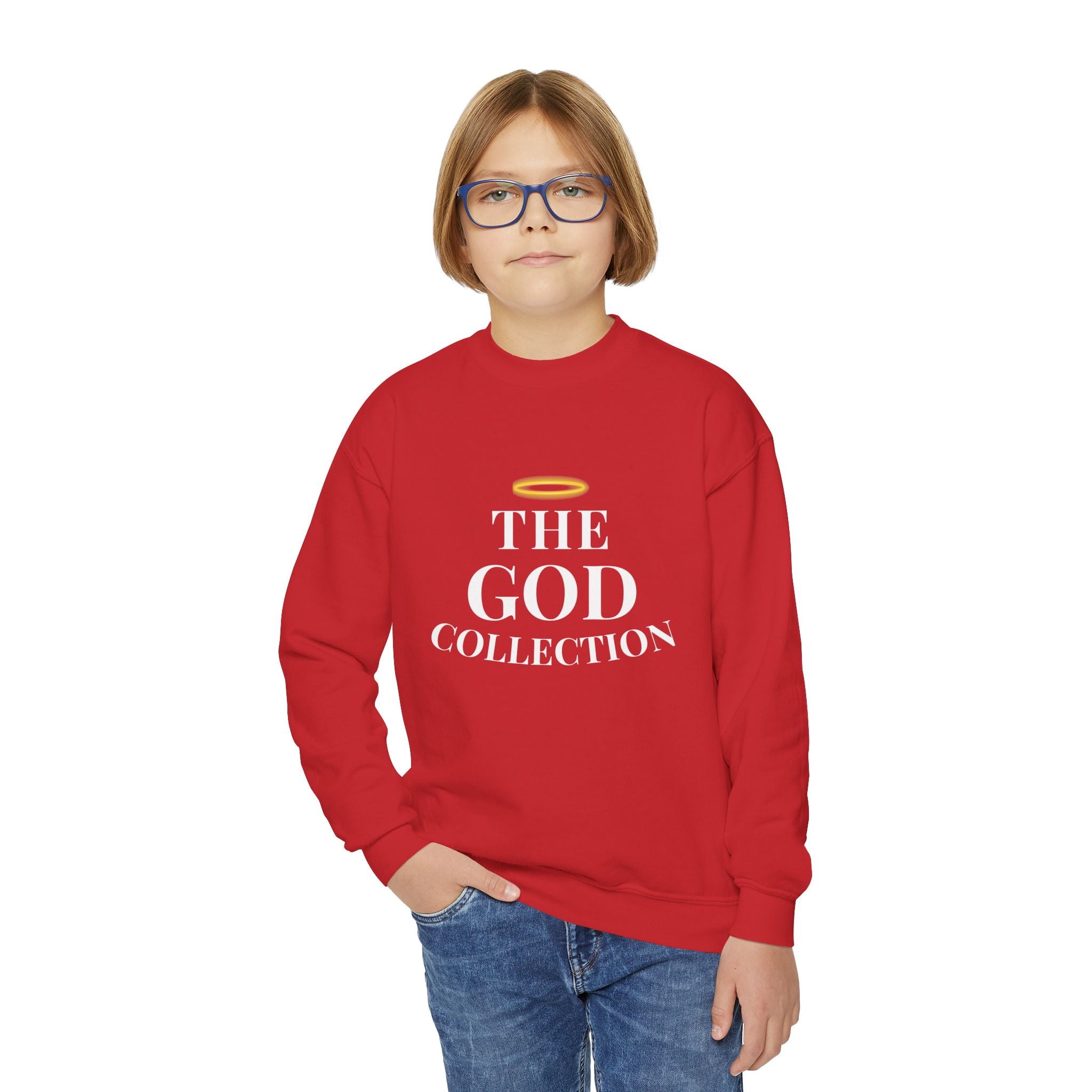 Youth Crewneck Sweatshirt - "The God Collection" with Psalm 127:3 Back (Kids Christian Pullover)