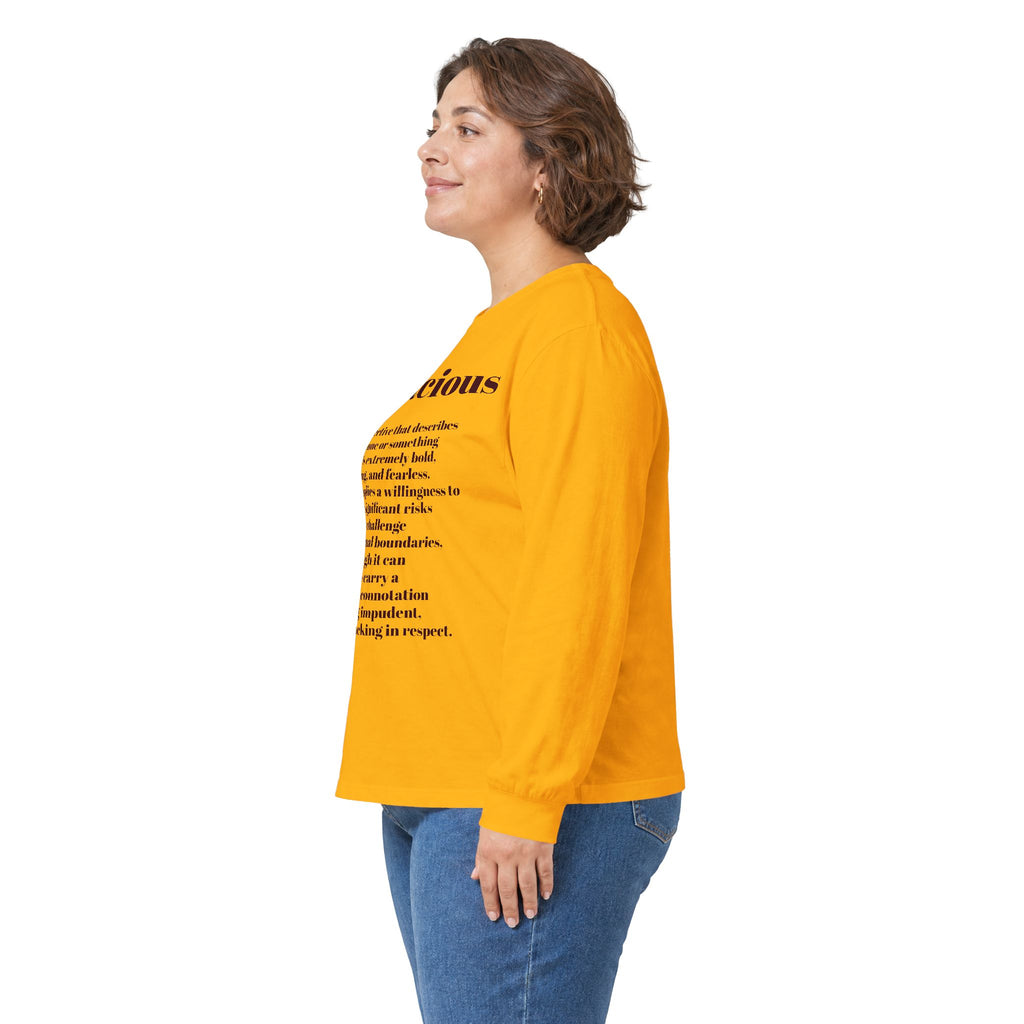Audacious Long Sleeve Tee — "Audacious in God" Inspirational Faith Shirt
