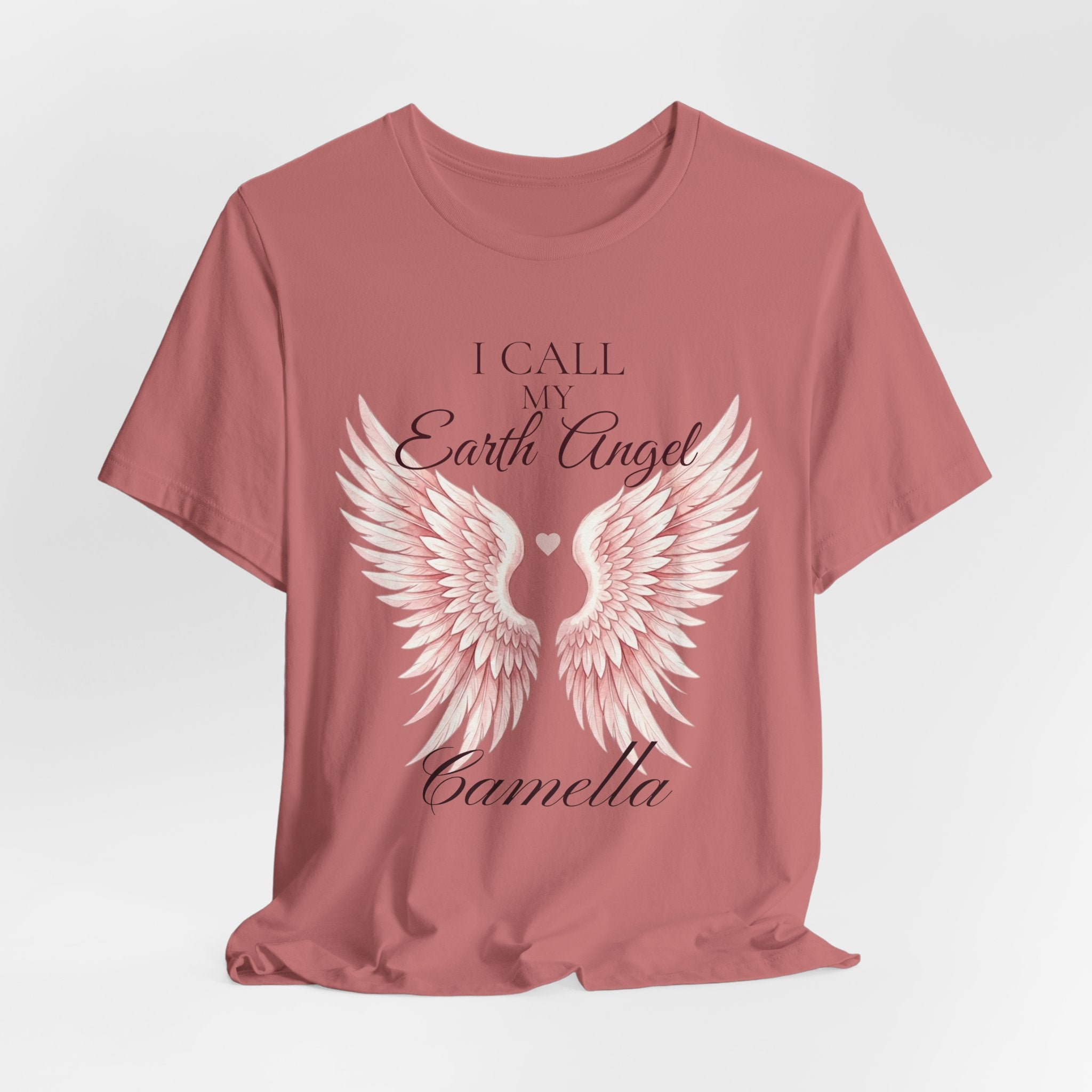 Angel Wings Memorial T‑Shirt – “My Earth Angel Went to Heaven” Personalized Name Tee