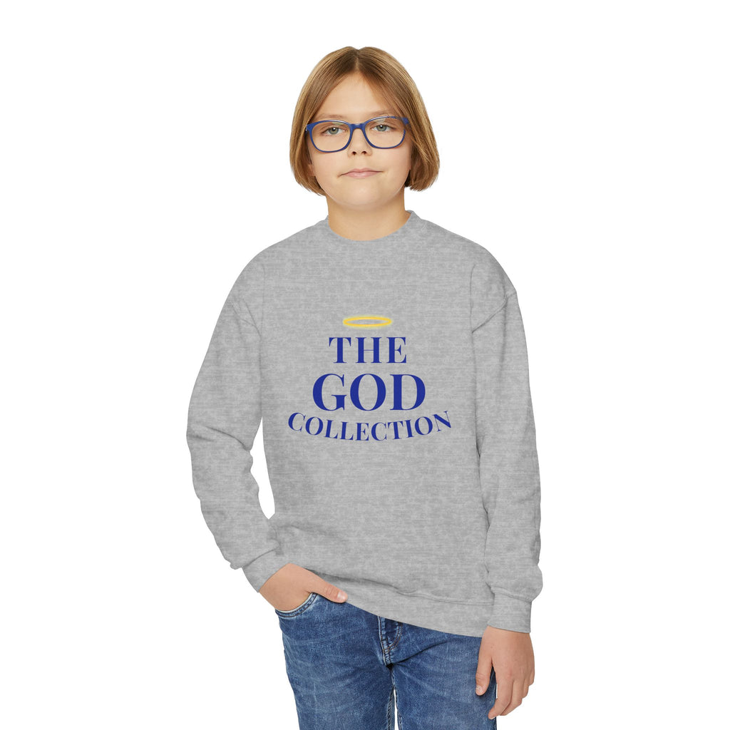 Youth Crewneck Sweatshirt - "The God Collection" with Psalm 127:3 Back (Kids Christian Pullover)