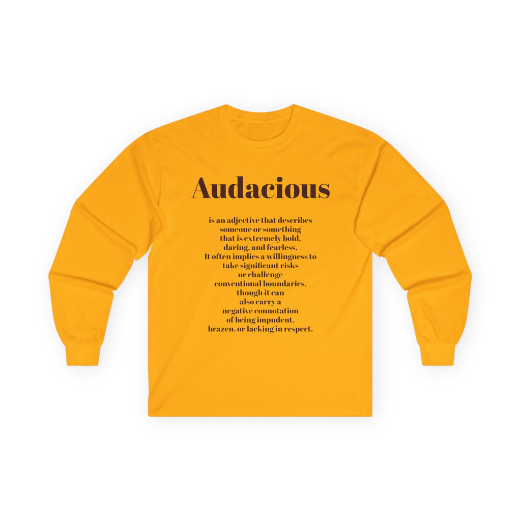 Audacious Long Sleeve Tee — "Audacious in God" Inspirational Faith Shirt