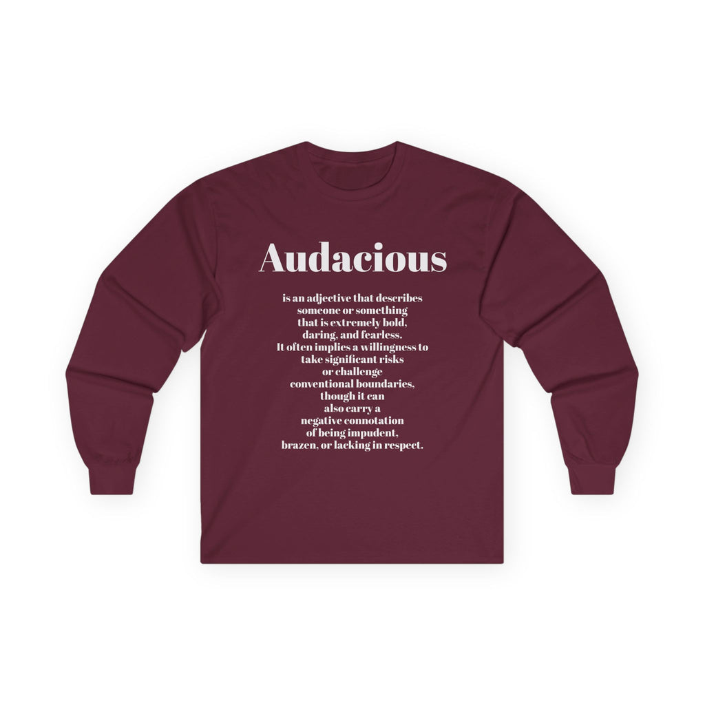 Audacious Long Sleeve Tee — "Audacious in God" Inspirational Faith Shirt