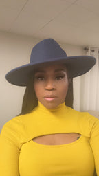 lady in a Navy-blue fedora  