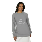 gray sweatshirt with 'The God Collection' 