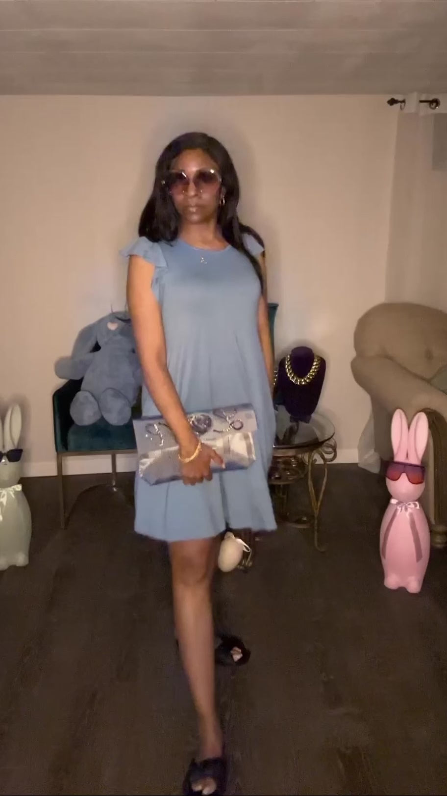 Blue Flare dress with pockets 