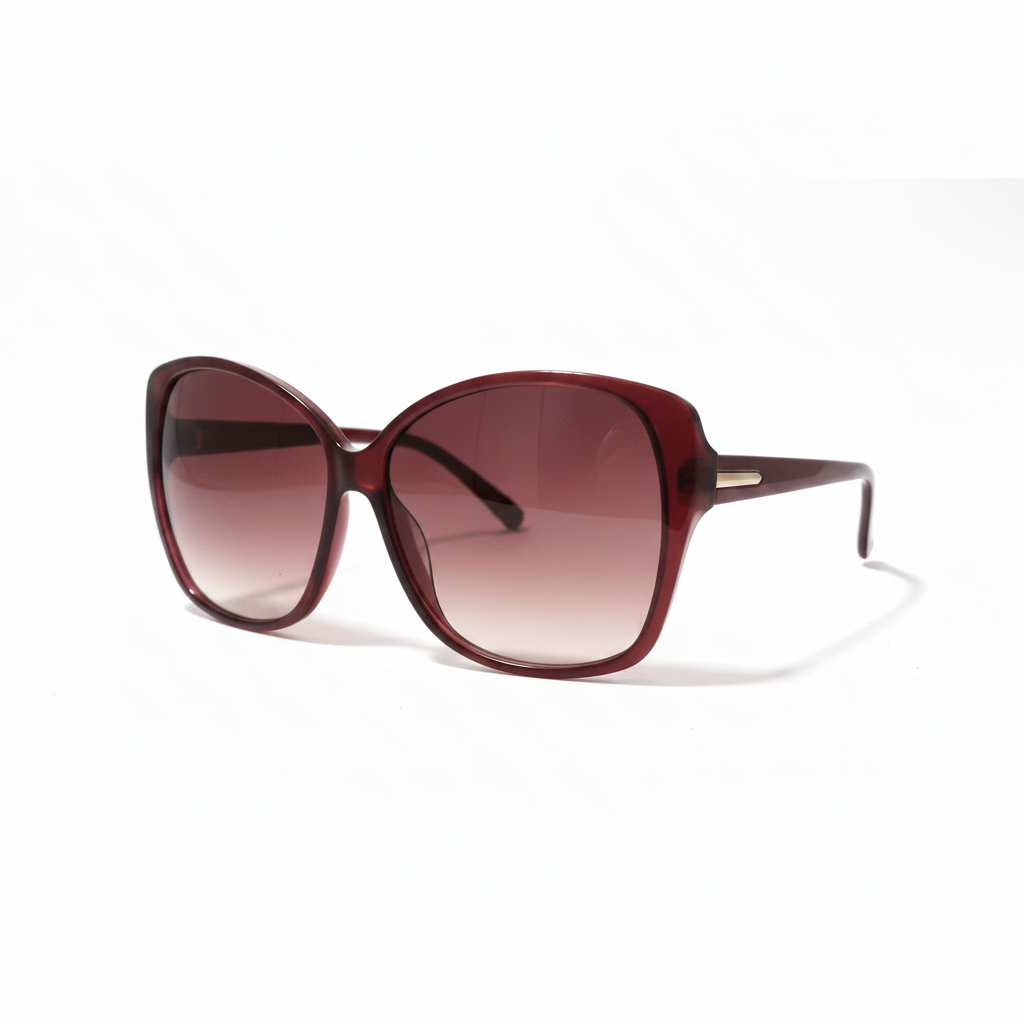 Sunglasses with a pink case on a white background