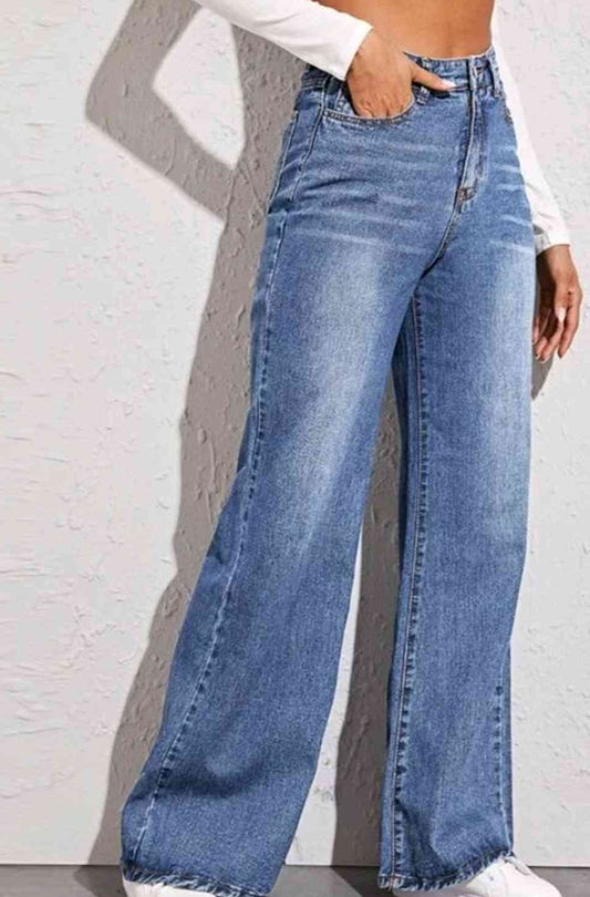 Cute High Waist Wide Leg Jeans