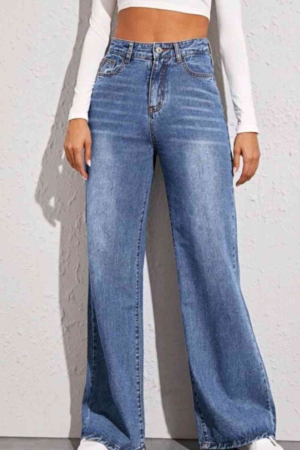 Cute High Waist Wide Leg Jeans